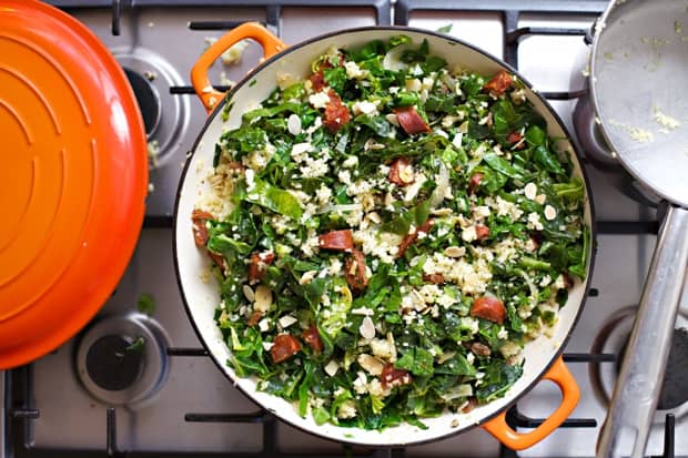 Chorizo with spring greens Recipe